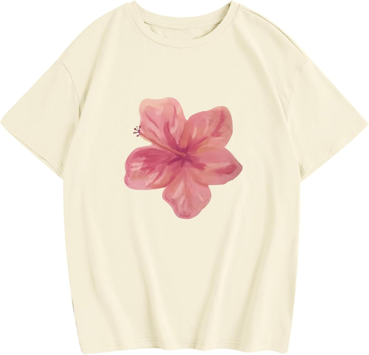 Girls Hibiscus Flower Graphic Tees Floral Hawaiian Beach Preppy Shirts for Kids Cute Aesthetic T Shirt Summer Tops