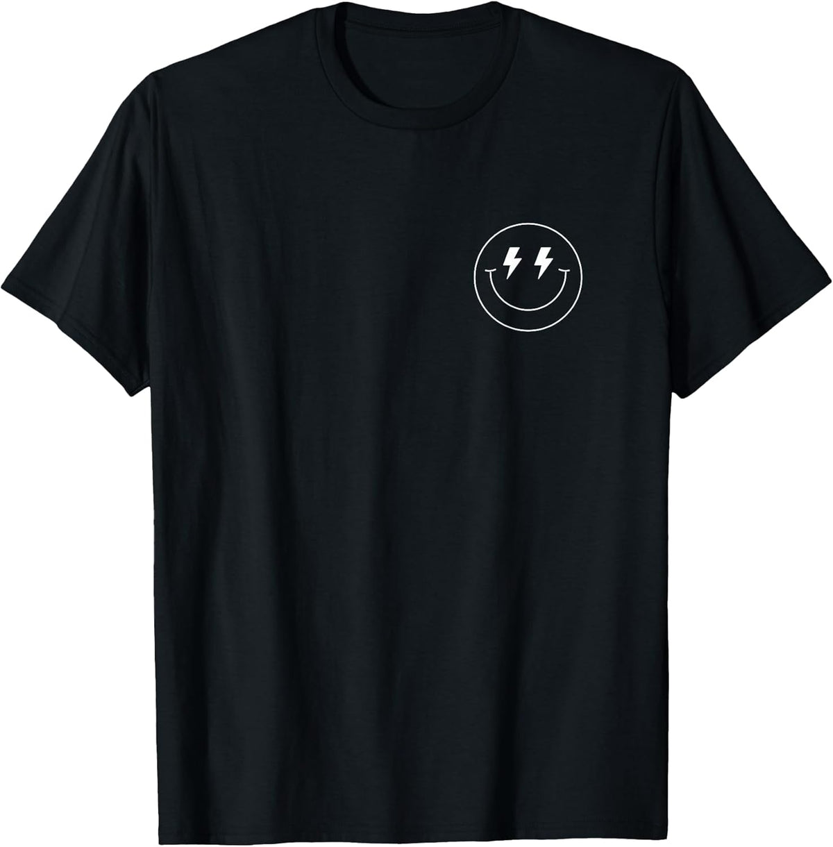 Minimalist 80s Lightning Bolt Eyes Happy Smiling Smile Face T-Shirt