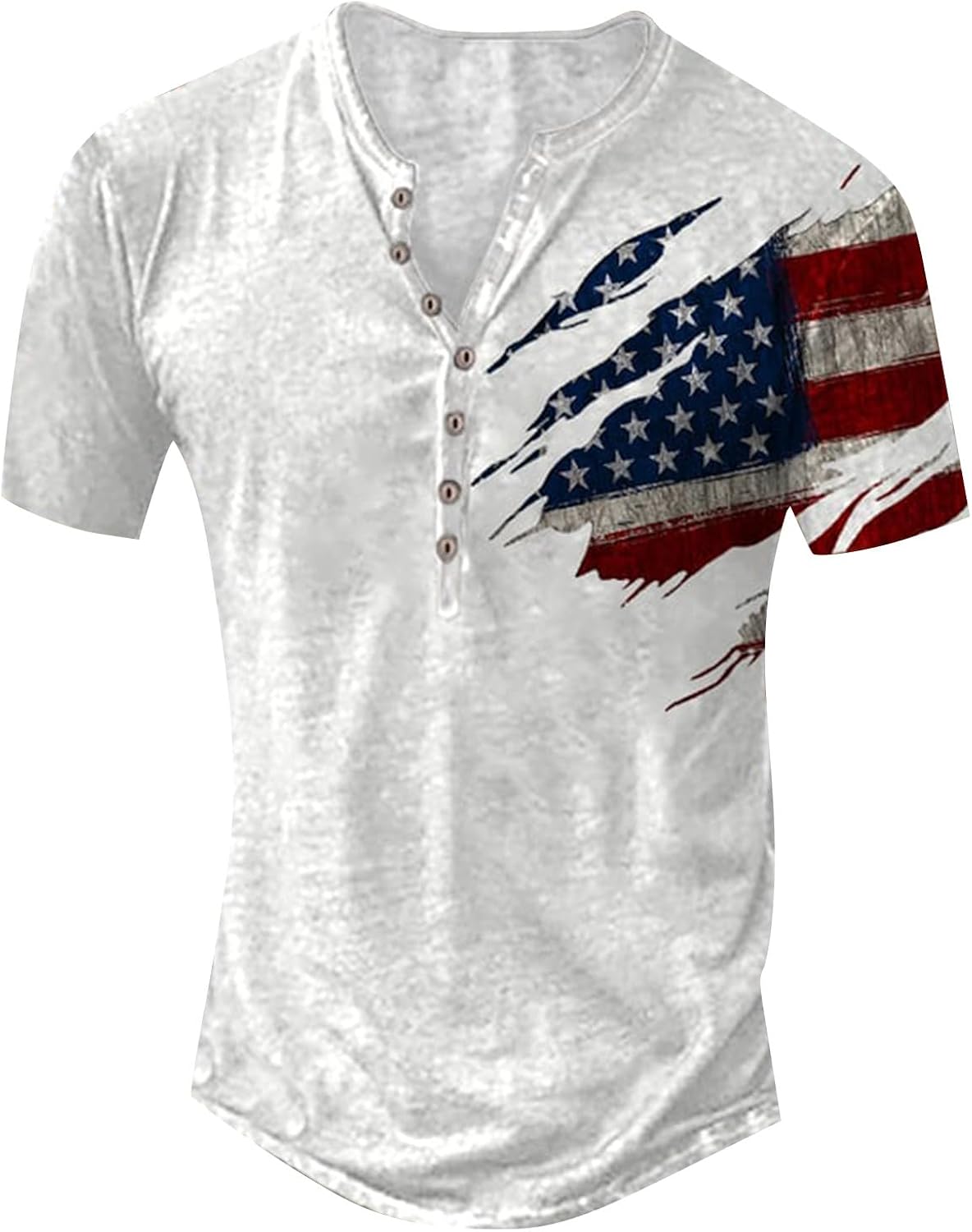 American Flag Shirts for Men Retro Patriotic Graphic Short Sleeve Button-Down Henley Shirt Funny 4th of July T-Shirt