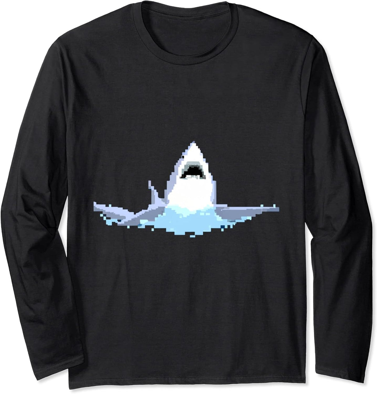 Shark Pixel Art Pixel Shark Scuba Diving Retro Gamer Long Sleeve T-Shirt
