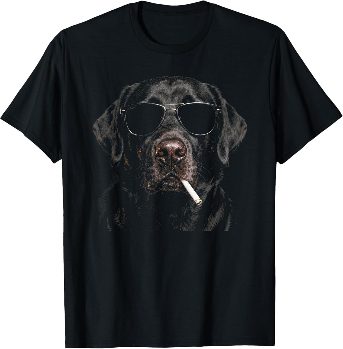 Cool Smoking Black Lab Dog with Cigarette Sunglasses Sketch T-Shirt