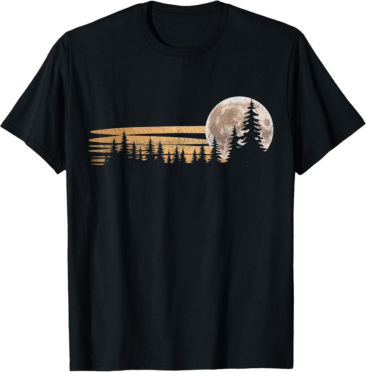 Retro Moon Forest Nature Lover Minimalist Aesthetic Scene T-Shirt