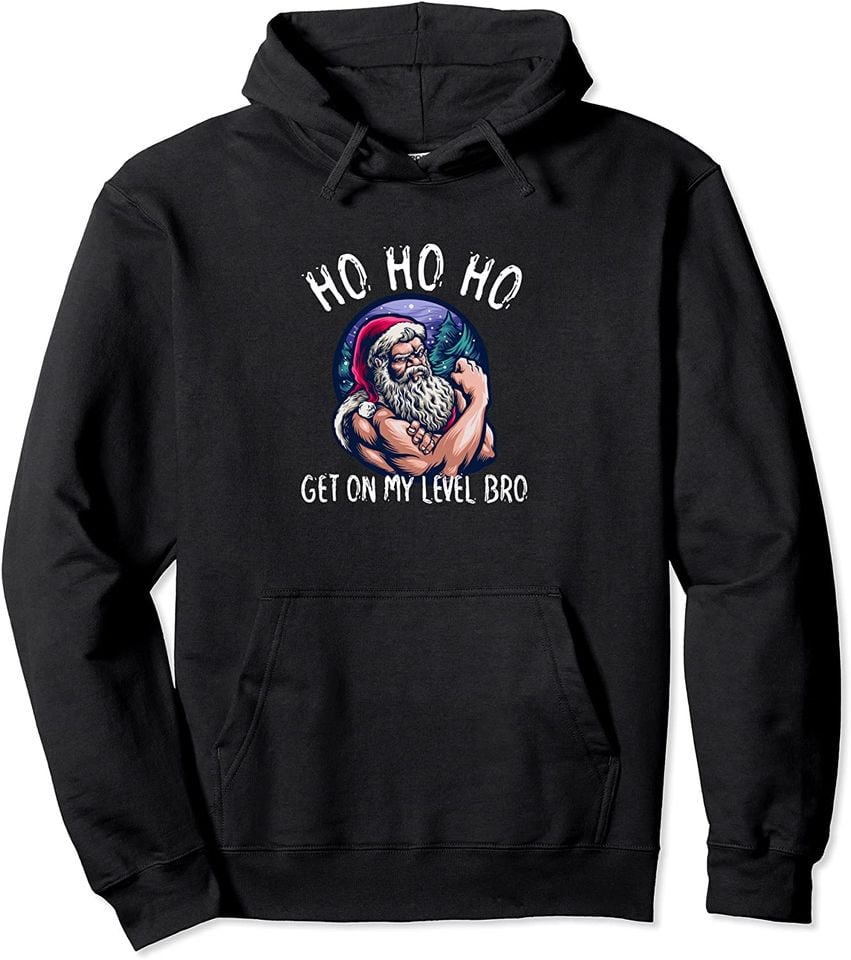 Funny Ho Ho Fit Weight Lifting Santa Claus Gym Clothes Men Pullover