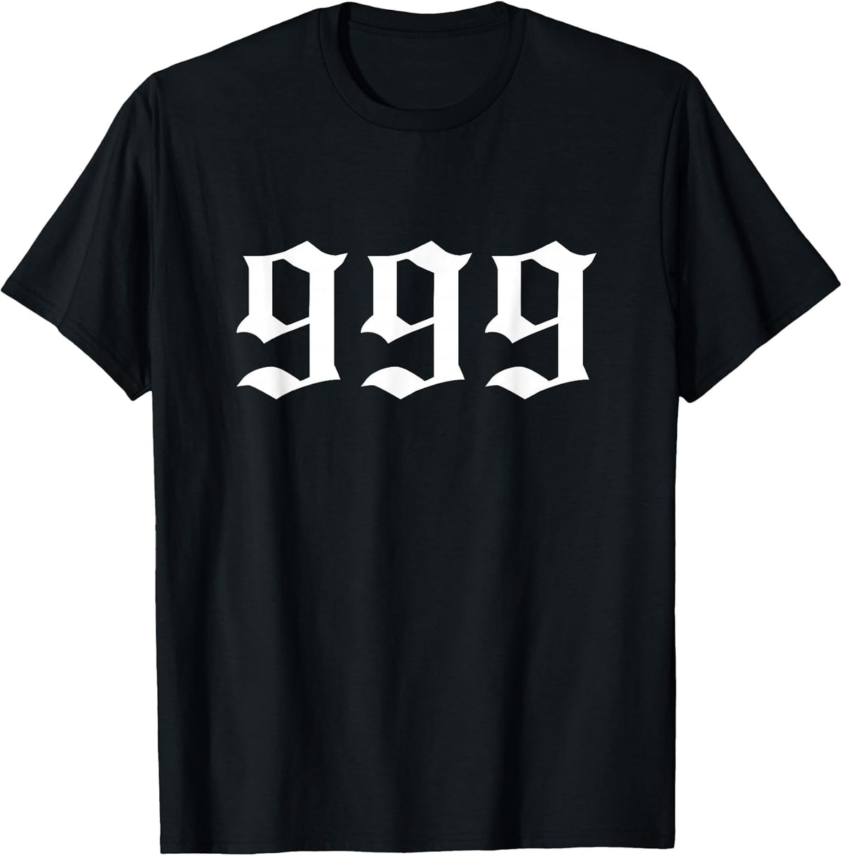 999 T-Shirt - Unisex Adults & Kids, Black, Small, Short Sleeve, Cotton 80% Polyester 20%