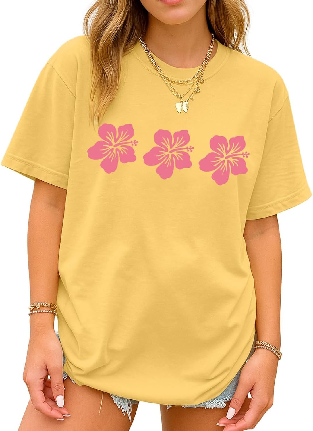 Oversized Graphic Floral T Shirts for Teens Girls Cottage Core Loose Tees Casual Aesthetic Vintage Tops