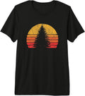 Retro Sun Minimalist Pine Tree Design - Graphic 80's Premium Tri-blend T-Shirt