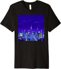 Vaporwave Cityscape in Pixel Art Retro Style Premium T-Shirt