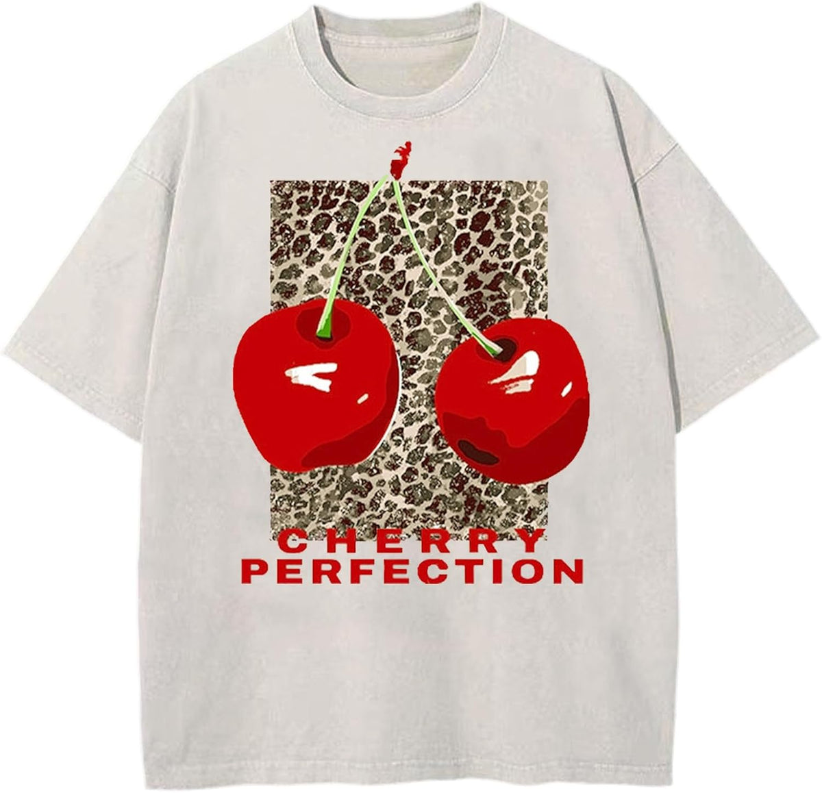 Women's Oversized Graphic Tees Cherry T Shirts Washed Vintage Casual Summer Baggy Cotton Tops Cute Grunge Shirt