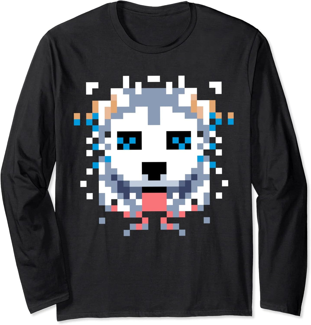 PIXEL ART WEIRD DOG, ABSTRACT WOLF, ODD DOG Long Sleeve T-Shirt