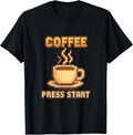 Coffee Press Start – Retro Gaming 8-Bit Pixel Art Design T-Shirt