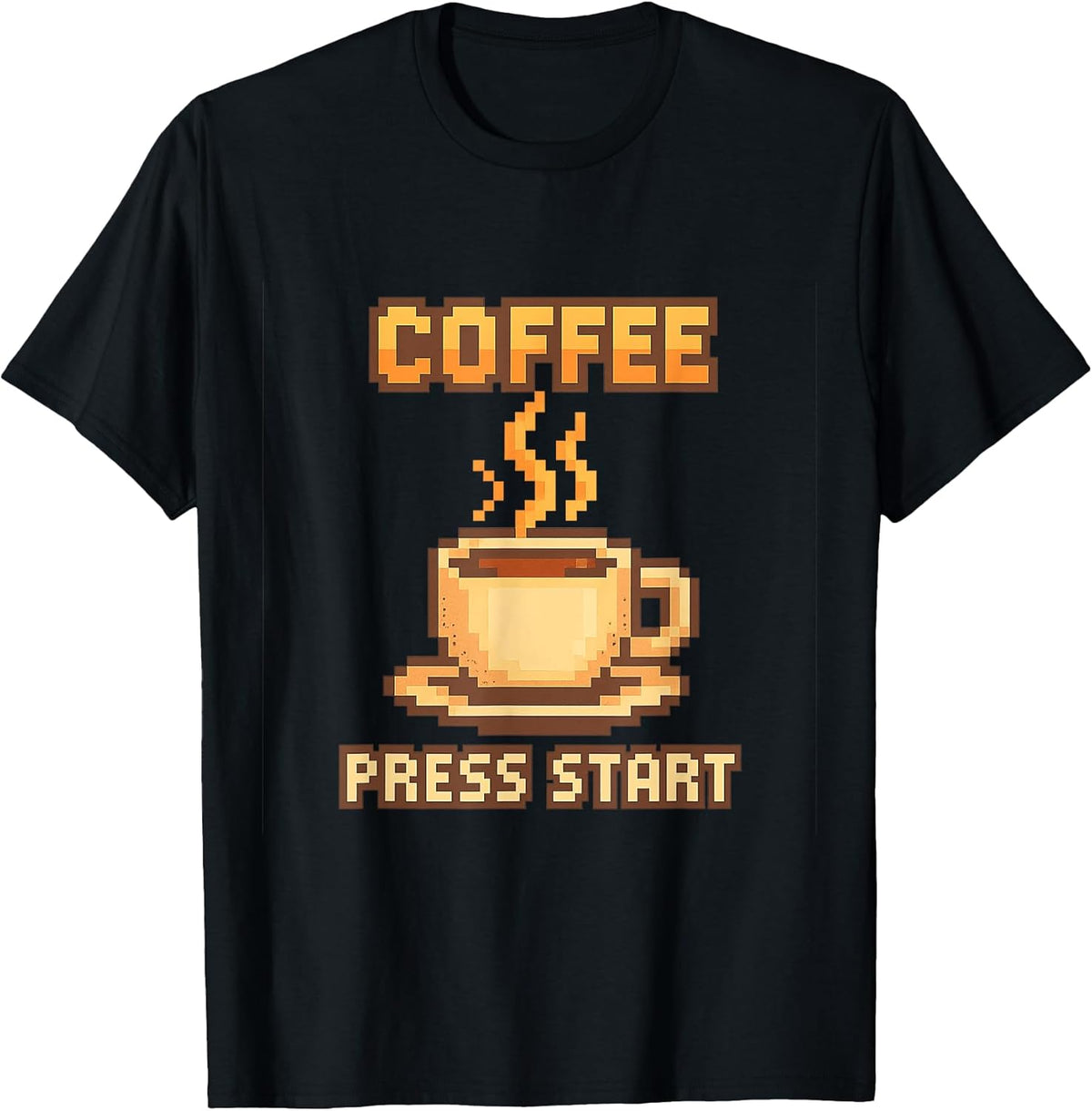 Coffee Press Start – Retro Gaming 8-Bit Pixel Art Design T-Shirt