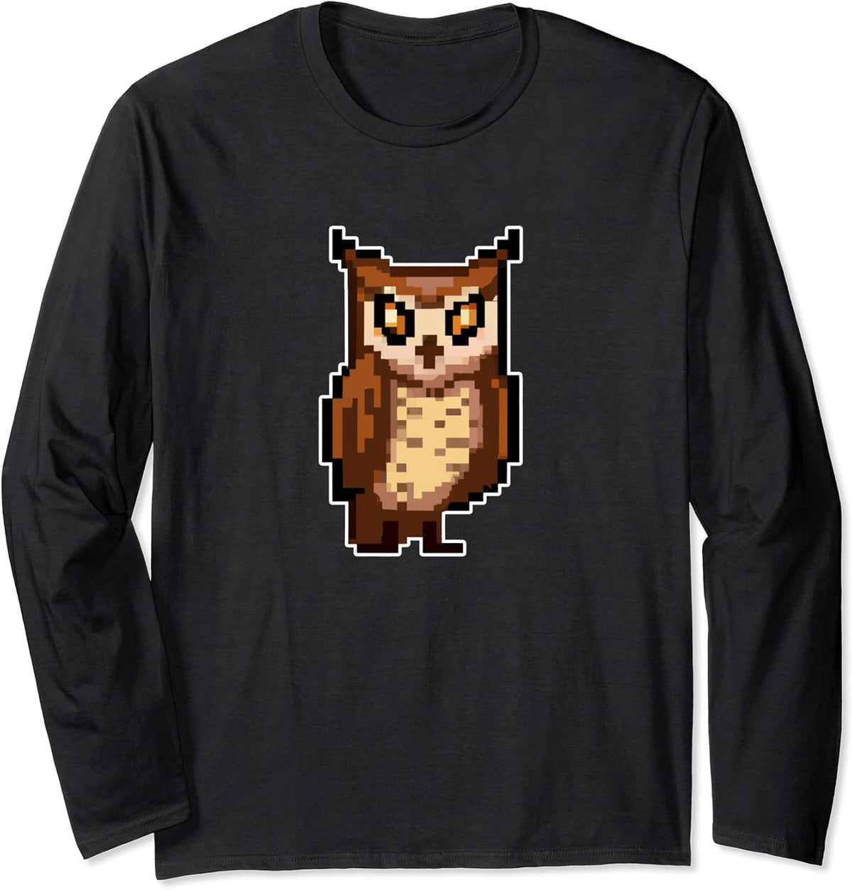 Owl Pixel Art Retro Gaming Style Long Sleeve T-Shirt
