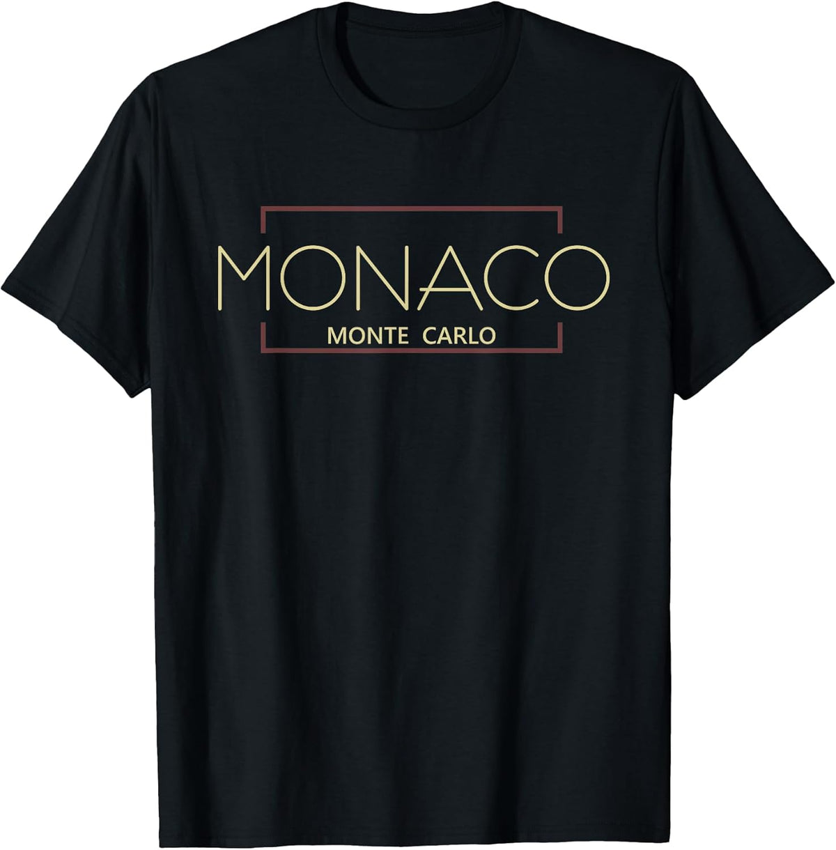 Monaco Monte Carlo Minimalist Modern Unisex-Adults Black Short Sleeve Crew Neck T-Shirt
