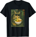 Cat Eating Ramen Noodles Meme Retro Urban T-Shirt