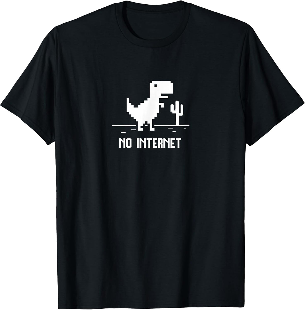 Pixel Art T-Rex Dinosaur for Coders "No Internet" T-Shirt