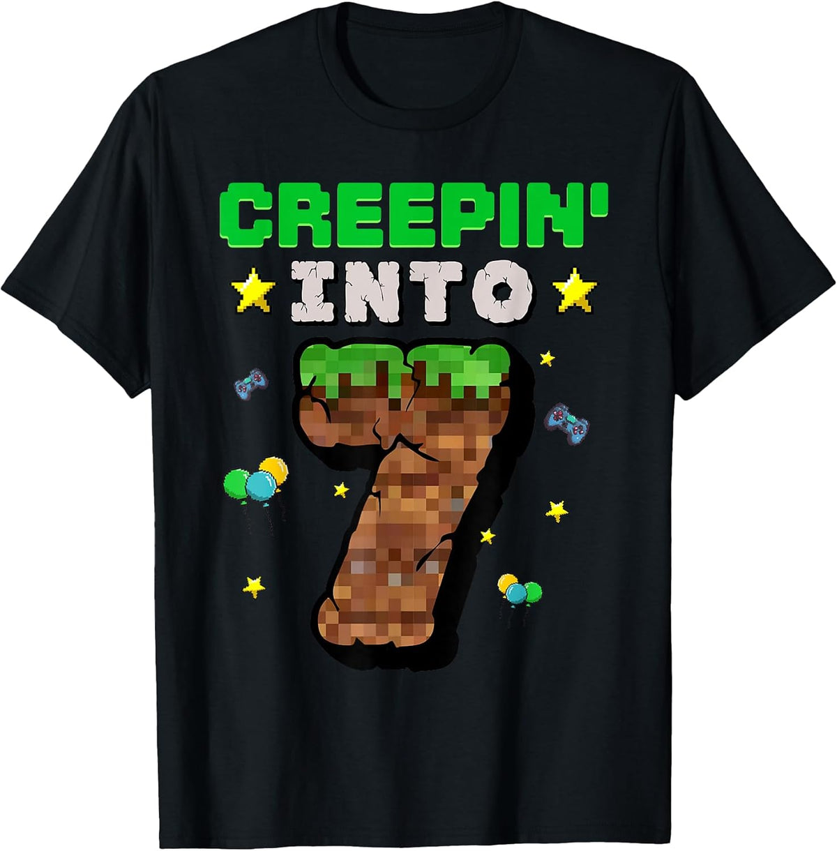 7th Birthday Boy Gamer Pixel Creepin’ Into 7