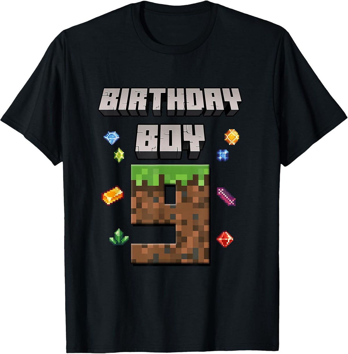 9th Birthday 9 Years Old Video Gamer Pixel Birthday Boys T-Shirt
