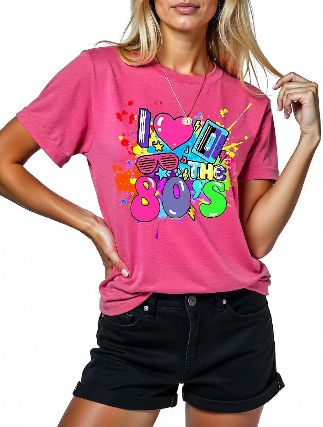 80s Shirts Women 1980s Party Graphic Tee Tops Retro 90s Disco Music Themed Party T-Shirt Short Sleeve Casual Outfits