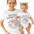 Personalized Our First Mother’s Day Matching Shirt, Custom Name Mommy Tshirt & Baby Onesie, Gift for Mothers Day