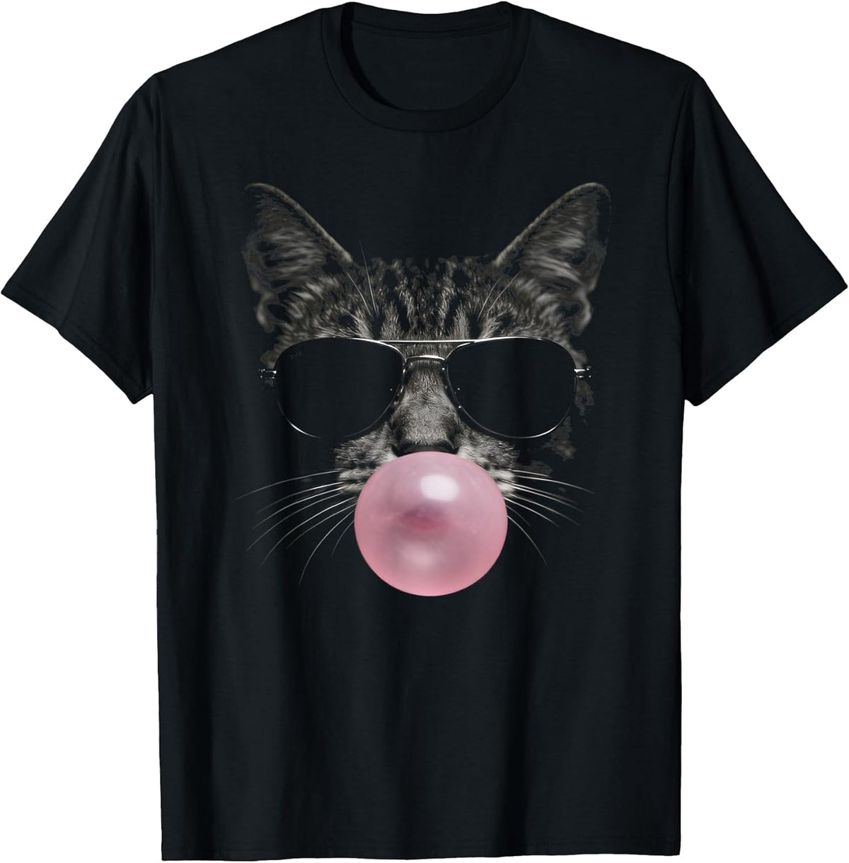 Funny Cat Blowing A Bubble with Sunglasses Urban Cool Vibe T-Shirt