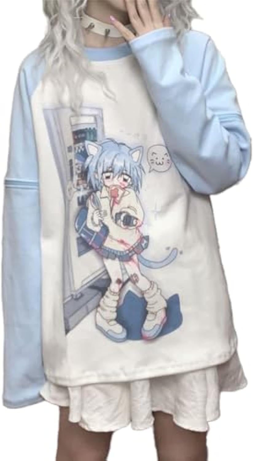 Y2k Aesthetic Detachable Sleeve T-Shirt Women Kawaii Cat Girl Anime Print Cute s Fairycore Streetwear