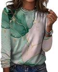 Womens Summer Tops Patchwork Floral Print Boho Shirts Casual Long Sleeve Tshirts Shirts Crewneck Blouse Tunic Tee