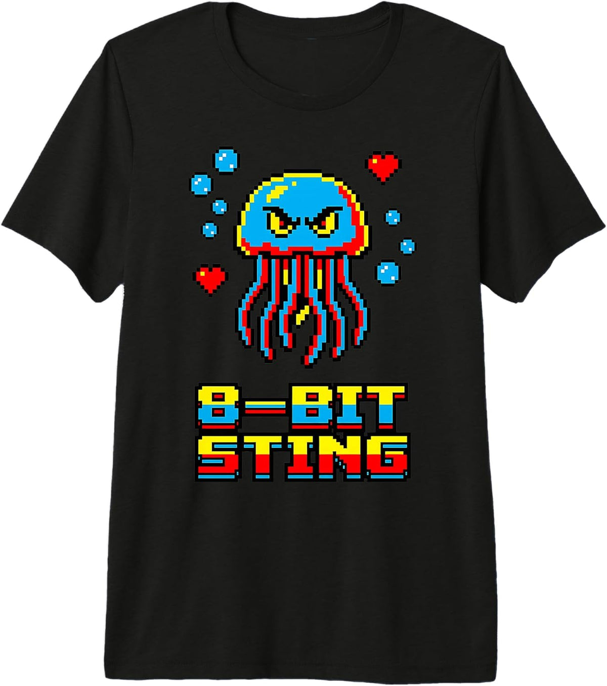 Retro Pixel Art Jellyfish 8-Bit Sting Premium Tri-Blend T-Shirt
