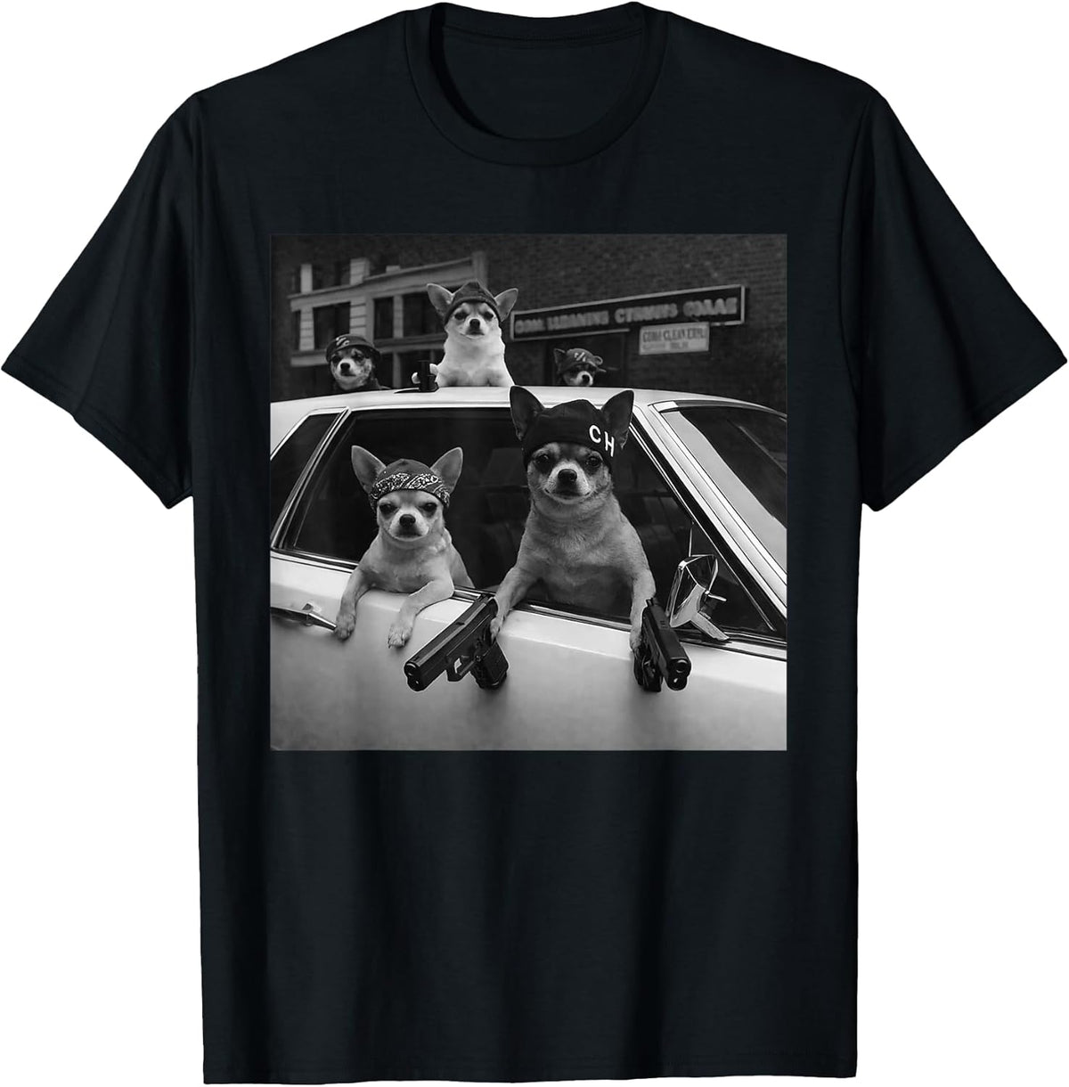 Funny Chihuahua Meme Chihuahua Gangster Dog Street Design T-Shirt