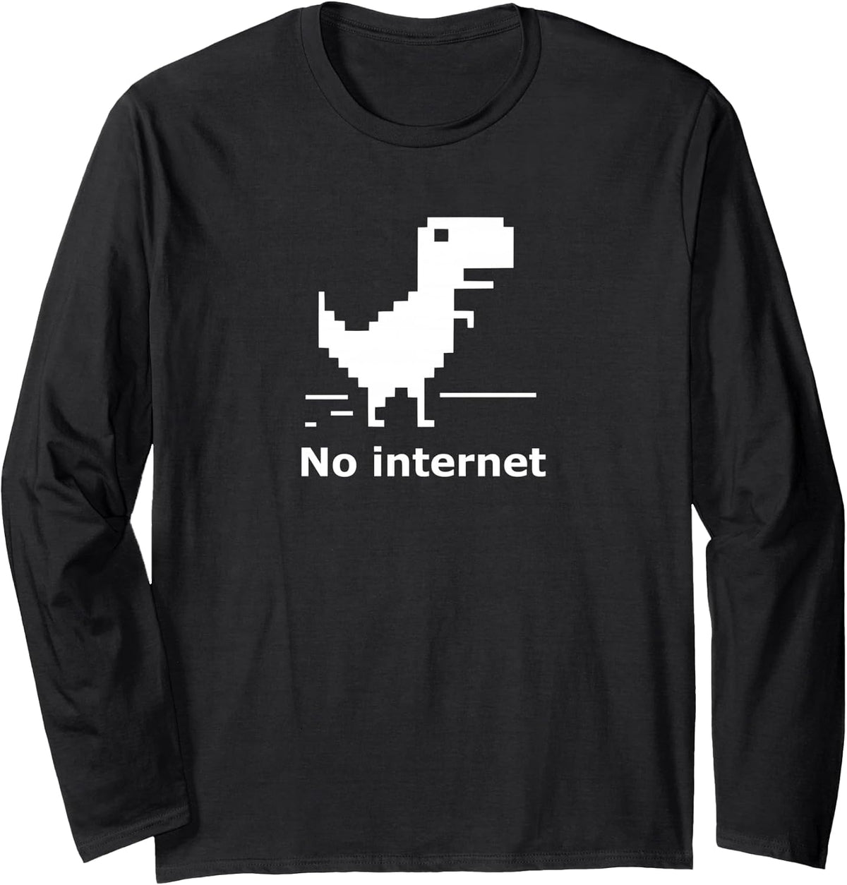 T-Rex Dinosaur Pixel Art No Internet Connection Long Sleeve T-Shirt