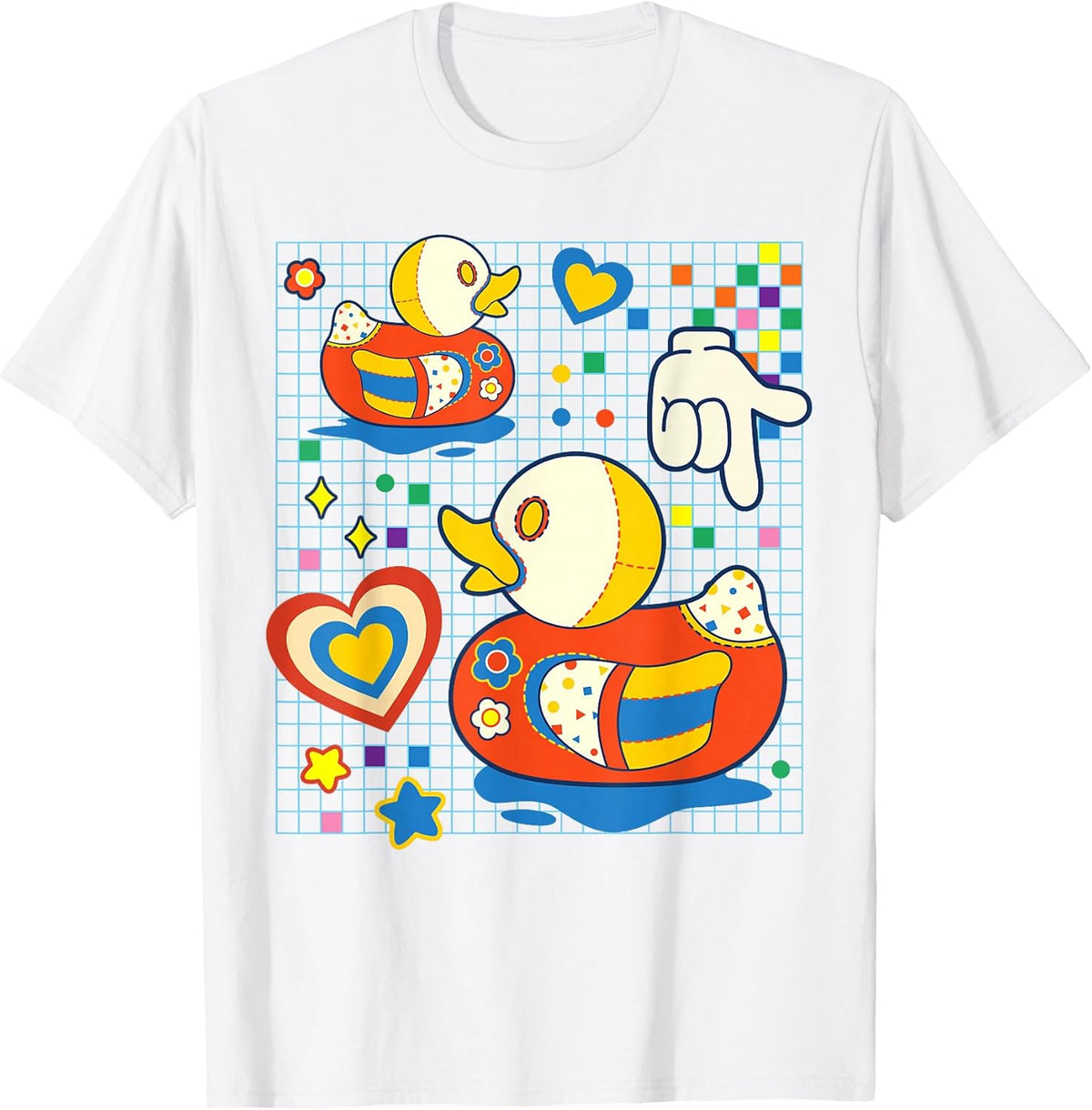 Kidcore Aesthetic Duck Fabric Patches Decora Kei T-Shirt Small