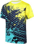 Boys Athletic T-Shirt Dry Fit - Moisture Wicking Crew Neck Rash Guard Tees for Soccer, Gym, Sports, Size 7-14