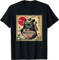 Cat Ramen Japanese Funny Samurai Kawaii Cat Anime Girls Boys T-Shirt