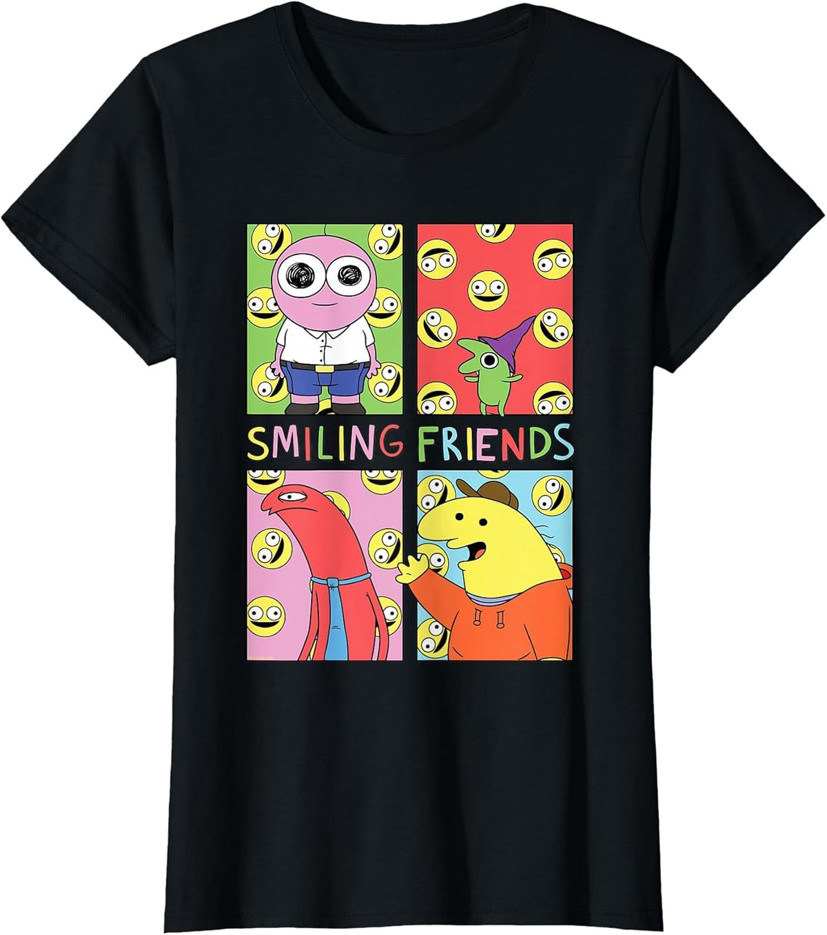 Pop Art Character Grid Funny Cartoon T-Shirt