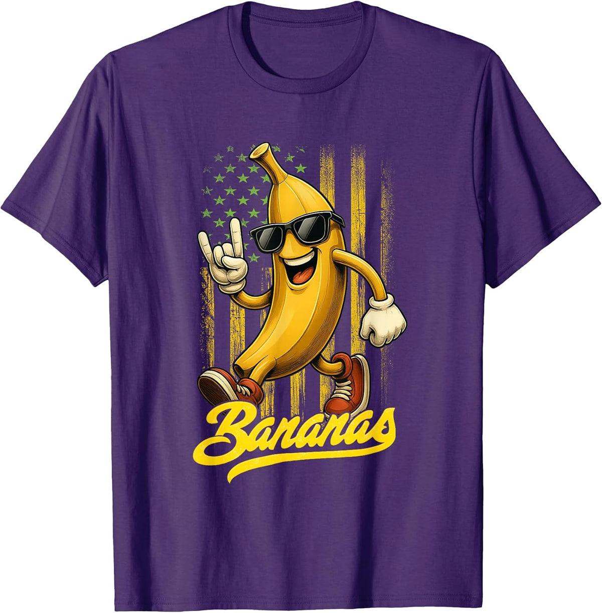 Funny Bananas Proud Name Retro American Flag Bananas Lover T-Shirt