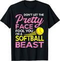 Funny Softball Girl with Pretty Face T-Shirt