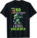 3rd Birthday Level Unlocked Pixel Dab 3 Bday Gamer Boys Kids T-Shirt