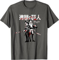 Levi and Eren Sword Blood Splatter AOT Anime T-Shirt