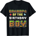 Grandpa Of The Birthday Boy Gamer Pixel Birthday Matching T-Shirt