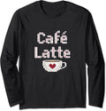 Pixel Art Coffee Latte Cafe Funny Graphic Long Sleeve T-Shirt