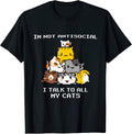 I'm not antisocial i talk to all my cats Pixel Art Cat Men Women T-Shirt