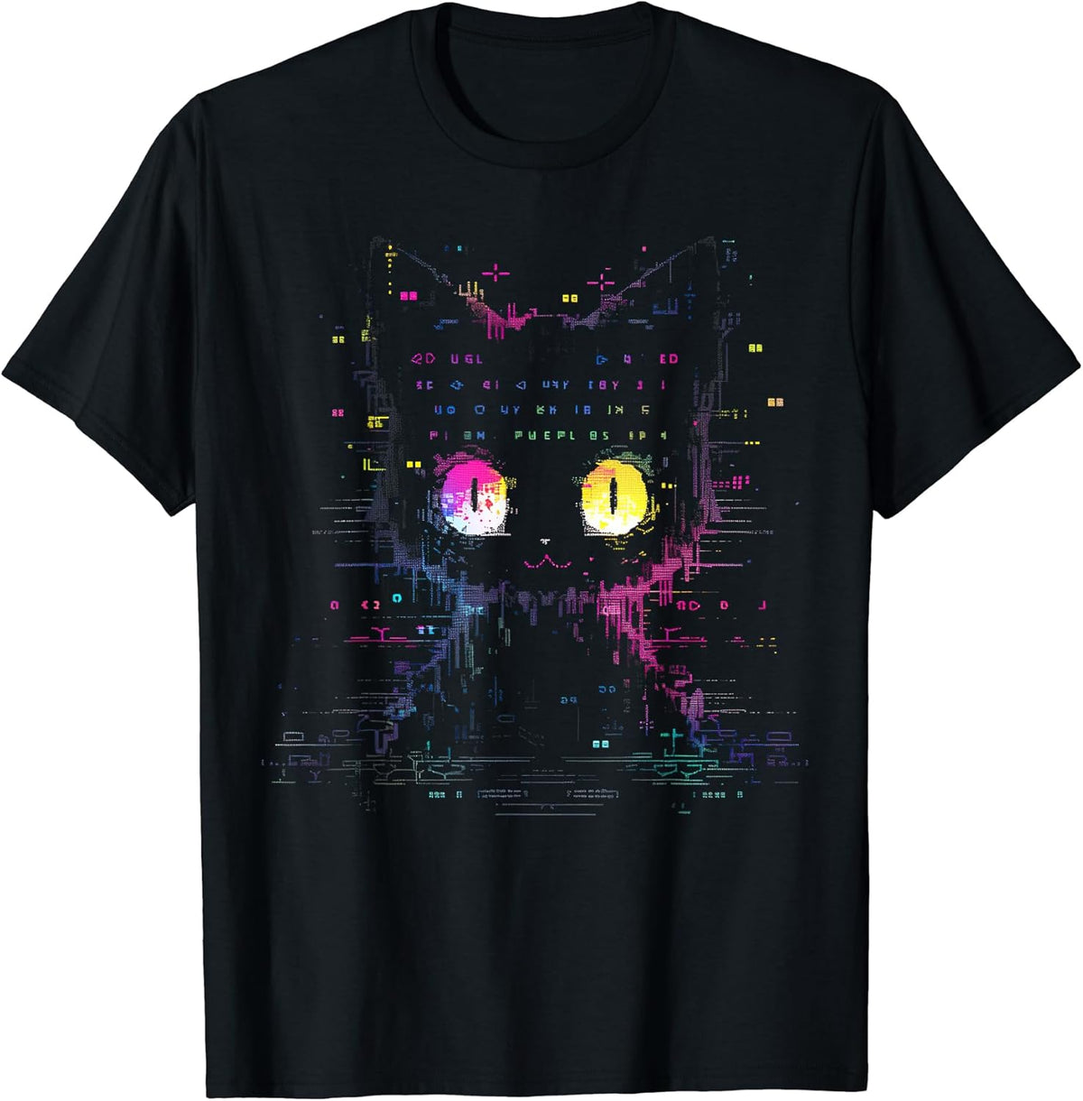 Cool Digital Cat design, Coding Computer pixel art T-Shirt