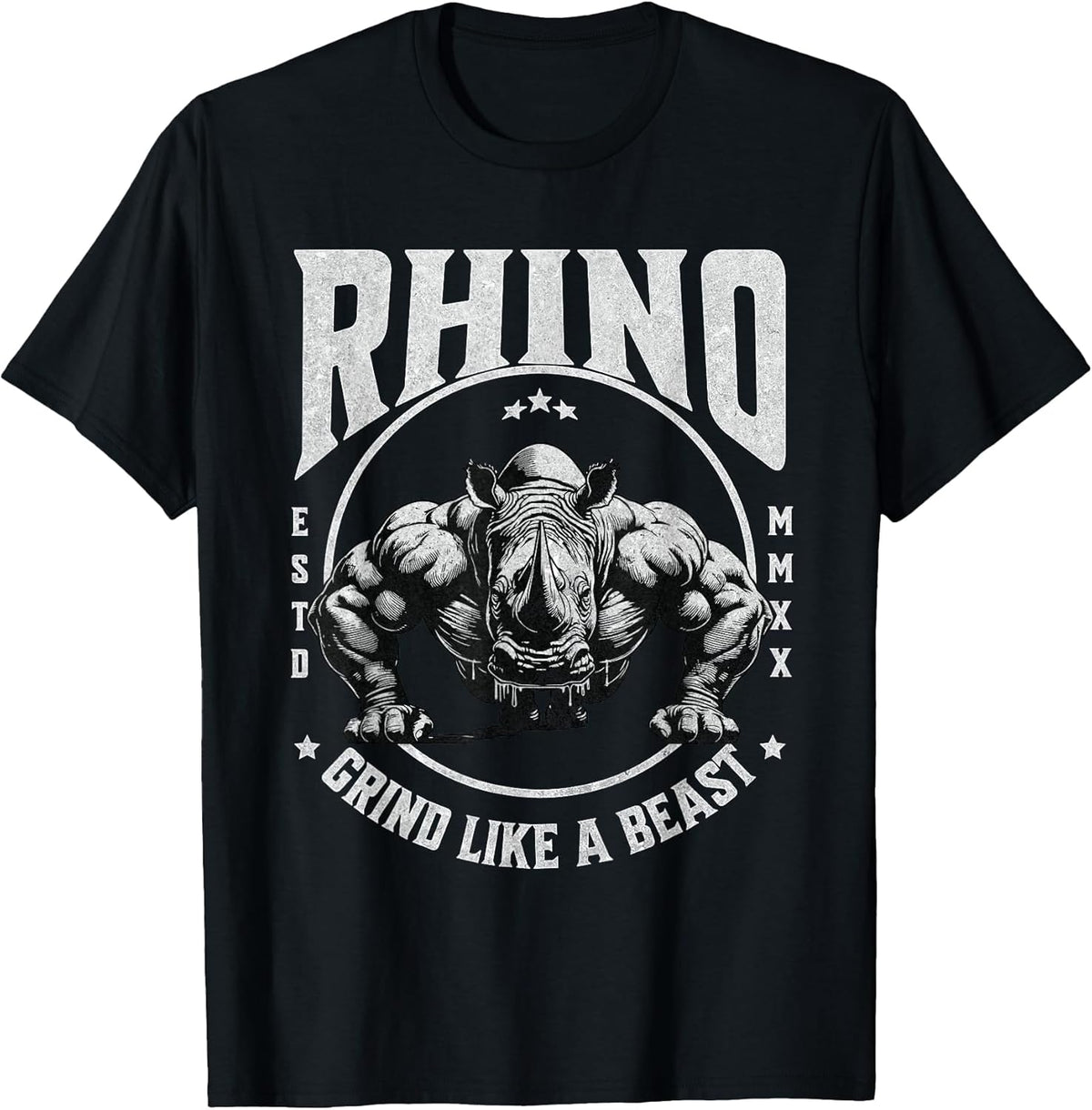 Rhino Grind Like a Beast Pushup Gym Motivation Workout T-Shirt