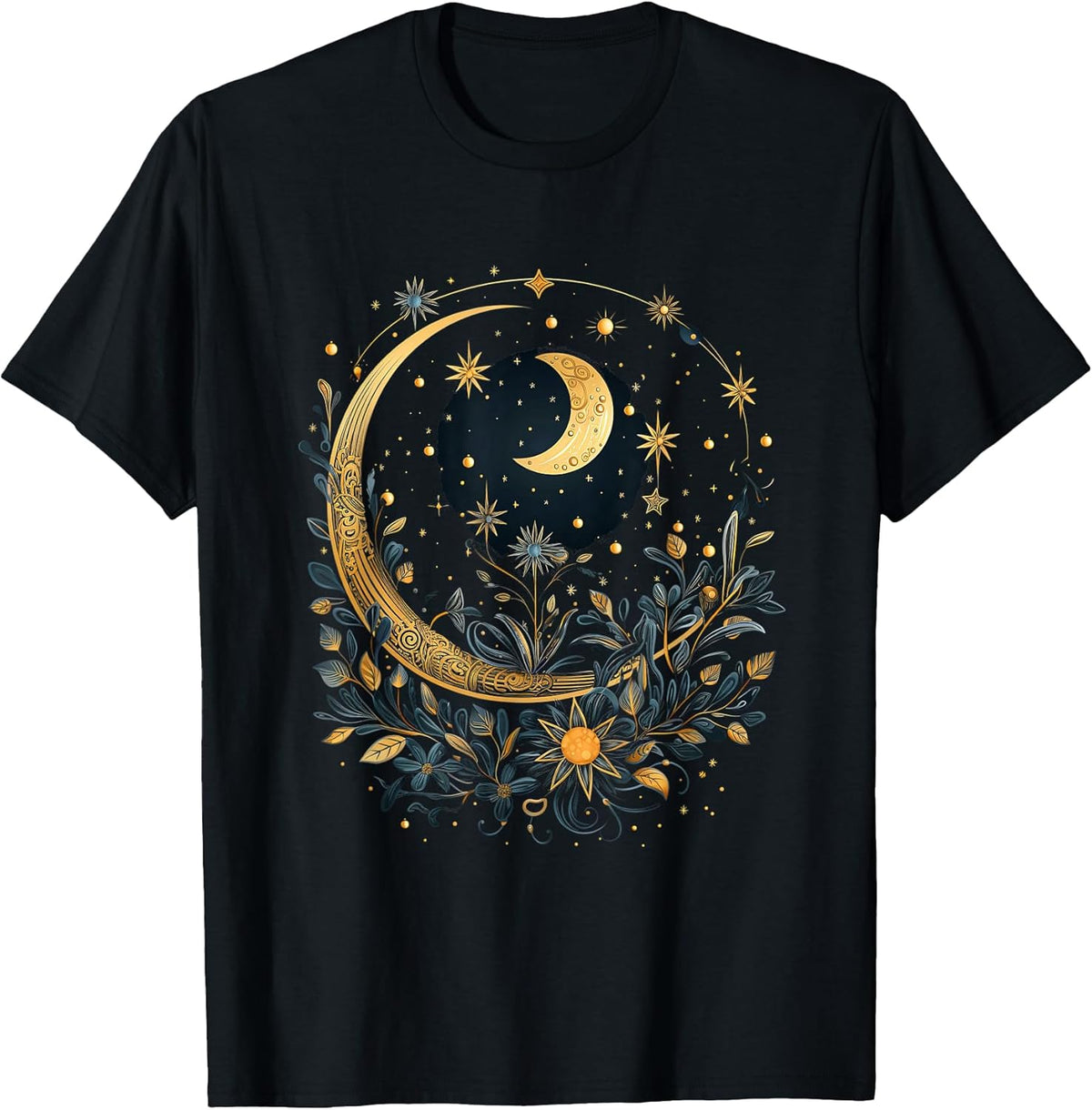 Mystic Sun and Moon Woman Mystical Flowers Aesthetic T-Shirt