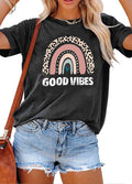 Womens Graphic Tees Short Sleeve Summer Tops Funny Letter Print Crew Neck Casual Loose Cute T Shirts