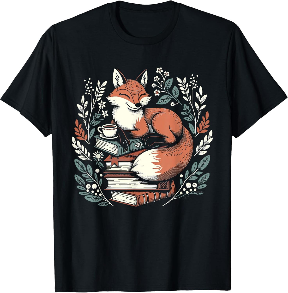 Cute Cottagecore Floral Fox Aesthetic Girls Women Graphic T-Shirt