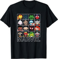Kawaii Chibi Iconic Characters Grid Panels T-Shirt