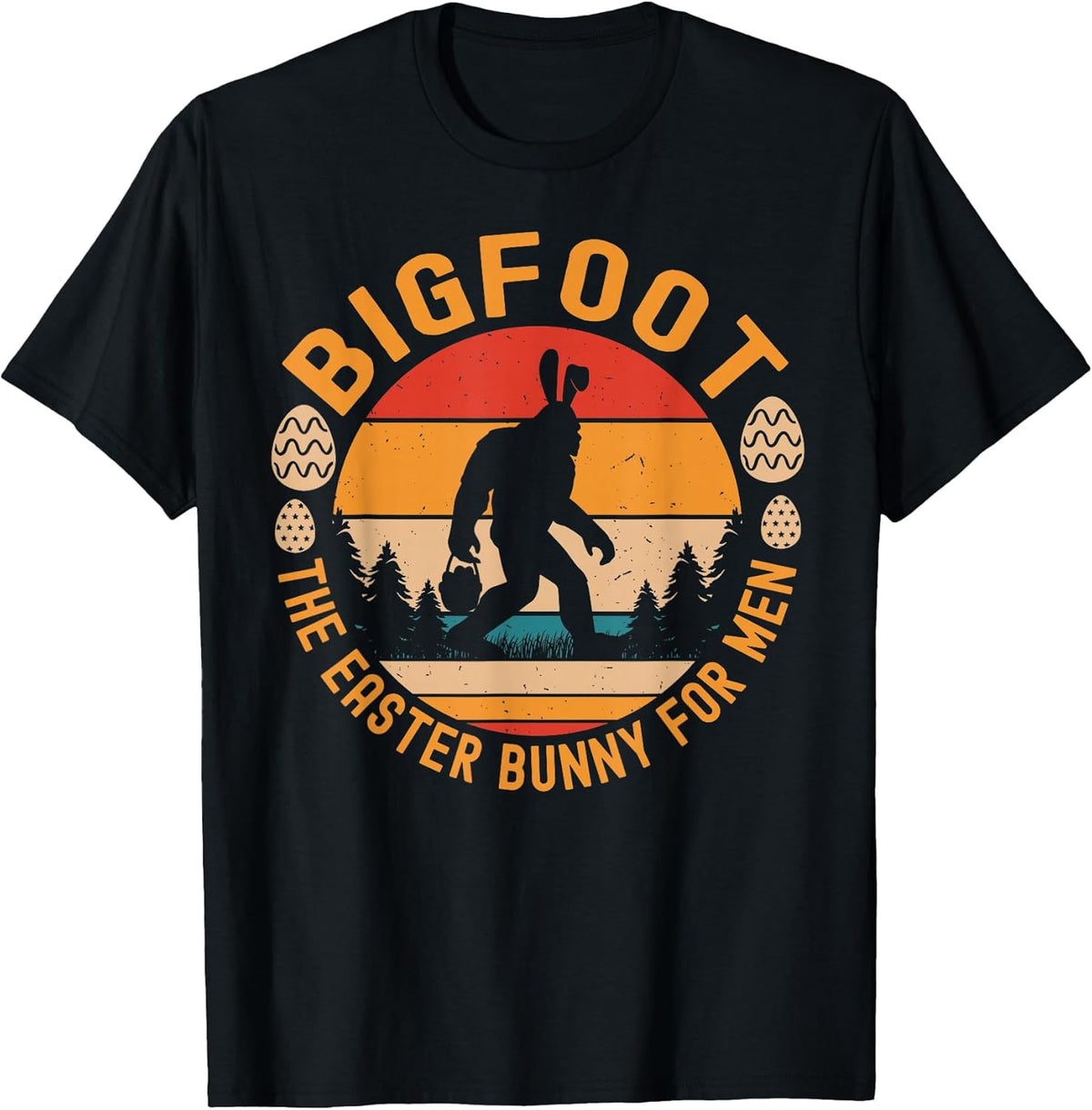 Bigfoot The Easter Bunny for Men Funny Sasquatch Easter T-Shirt Small