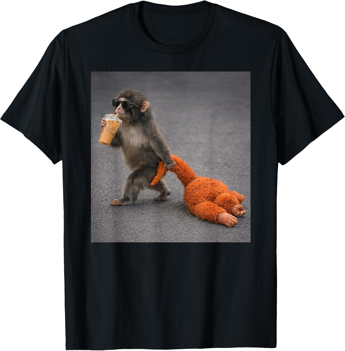 Baby Monkey Punch Drinking Iced Coffee T-Shirt