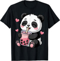 Funny Panda Drinking Boba Bubble Tea Cute Kawaii Anime Panda T-Shirt