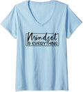Womens Everything Is Mindset Inspirational Mind Motivational Quote V-Neck T-Shirt
